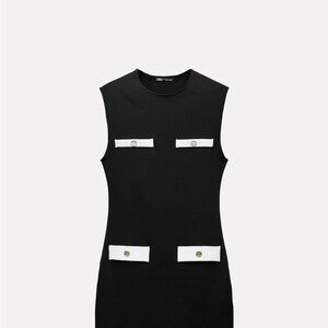 Zara Black Mini Dress with White Accents